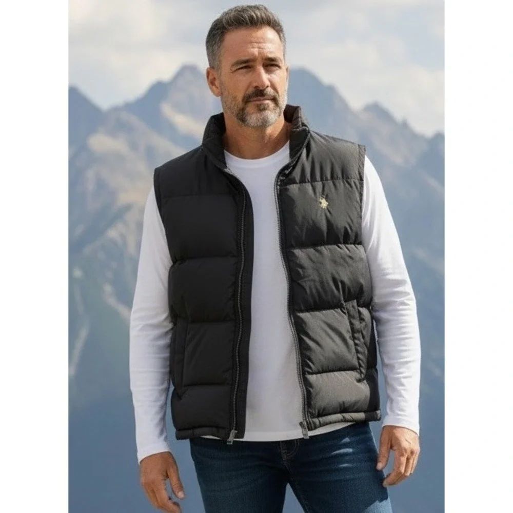 U.S.Polo Assn. Men's Black Winter Fall Full Zip Puffer Vest Jacket Size 2XL
